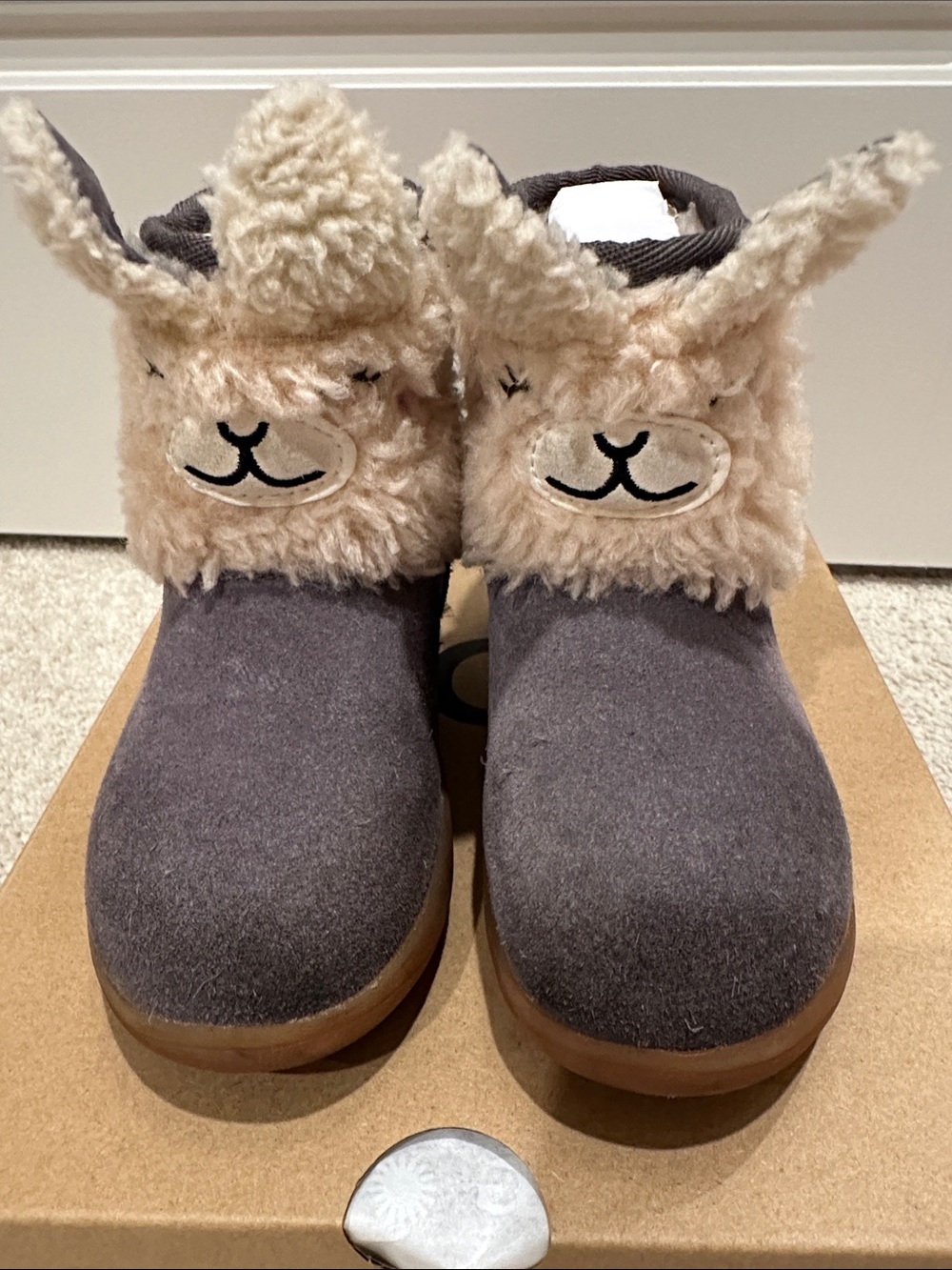 UGG Kids Llama Booties in Gray and Cream